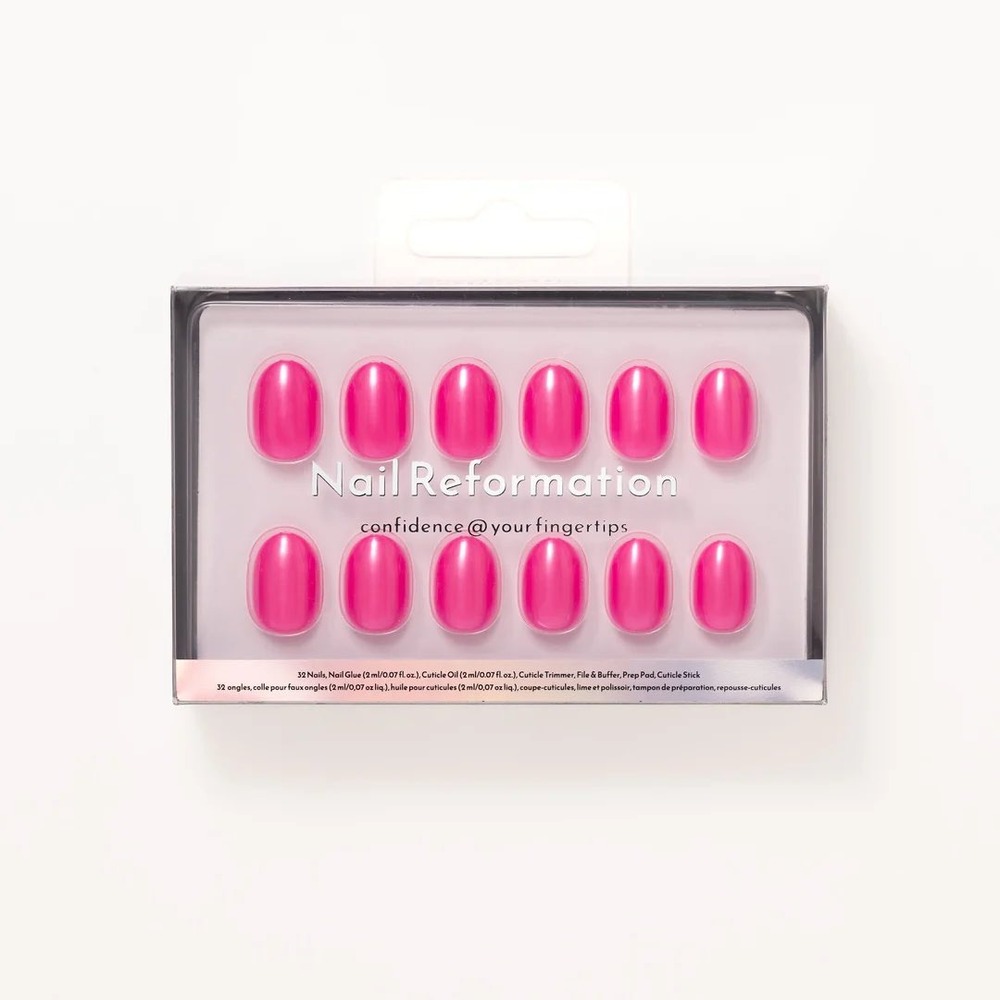 Nail Reformation Hot Pink Glossy Oval Press-On Nail Kit